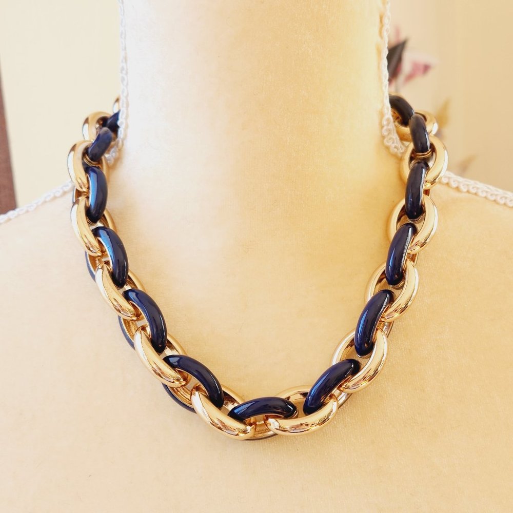 Coldwater Creek Gold and Black Link Necklace